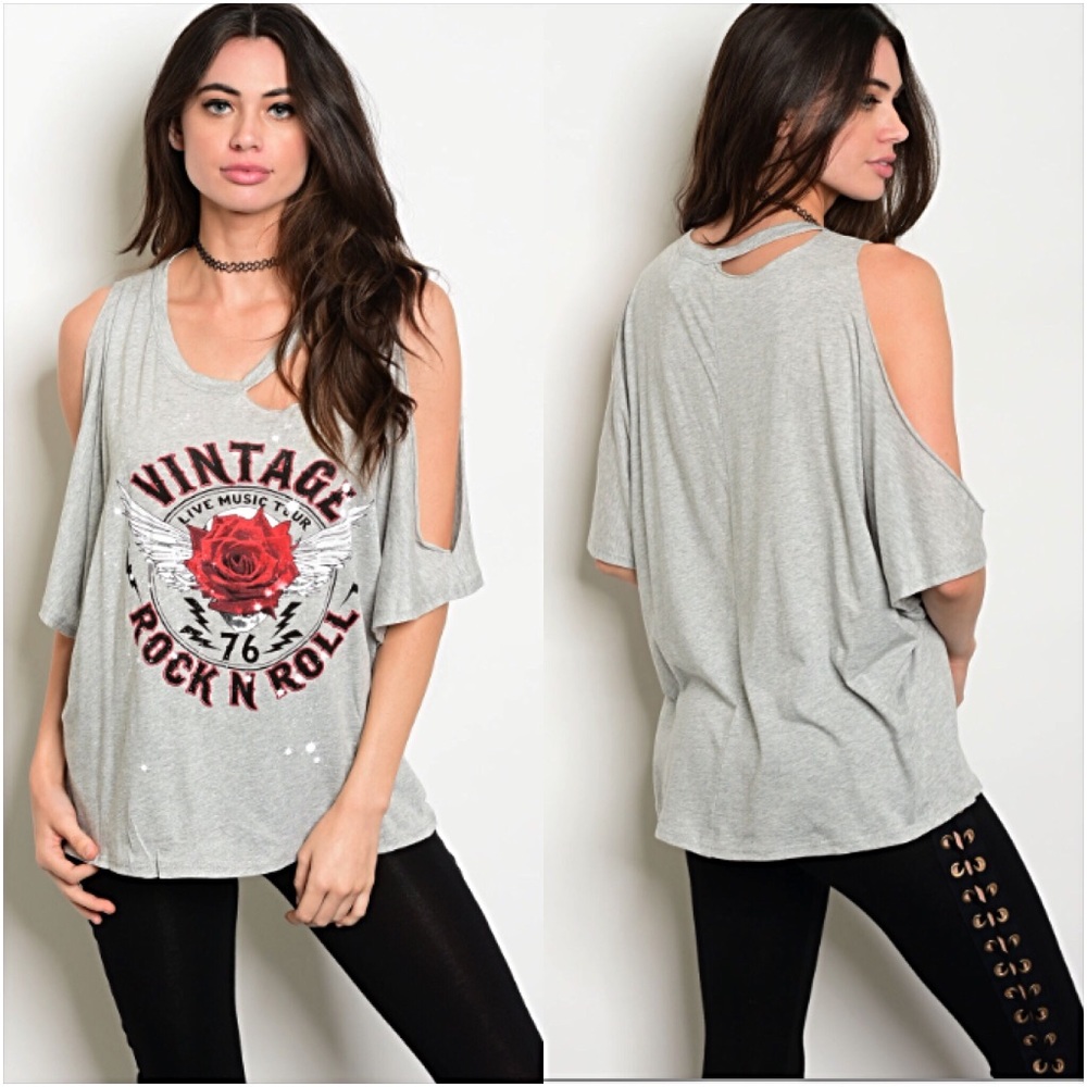 Distressed Vintage Rock Tee Top Tunic SM - Picture 4 of 6